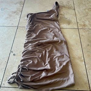 Brown one shoulder mini dress!